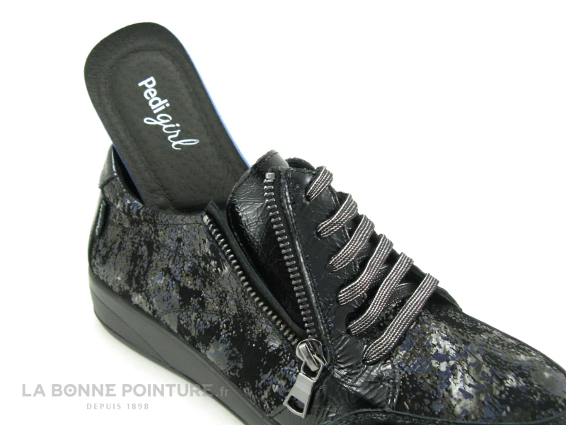 Pedi Girl ALET AMO - Noir Verni - Bleu Metal - Chaussure Femme Avec Zip 7 Pedi Girl ALET AMO - Noir Verni - Bleu Metal - Chaussure Femme Avec Zip – Image 5