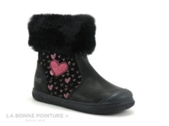 Bopy ROSALIA Noir - Bottine Fille Avec Col En Fourrure Noire