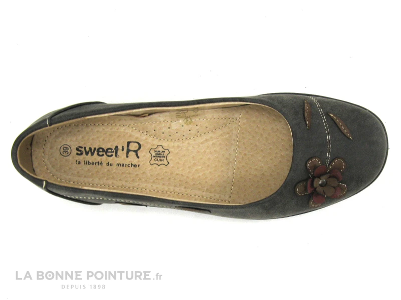 Sweet R CAMOMI Taupe - Ballerine Marron Avec Fleurs 5 Sweet R CAMOMI Taupe - Ballerine Marron Avec Fleurs – Image 3