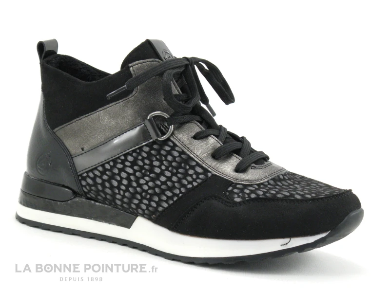 Remonte R2543-42 - Noir - Gris Metal - Pois - Chaussure Montante Femme 7 Remonte R2543-42 - Noir - Gris Metal - Pois - Chaussure Montante Femme – Image 5