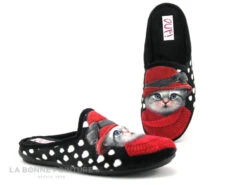 Ouf TINDIA - Noir - Rouge - Madame Chat Chapeau Rouge - Pantoufle Mule