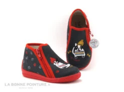 Bellamy VICTOR Chat Chien Marine Rouge - Chausson BEBE
