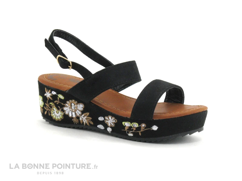 ZERO Faute - VALSE Noir - Semelle Fleurie - Sandale Compensee Fille 3 ZERO Faute - VALSE Noir - Semelle Fleurie - Sandale Compensee Fille