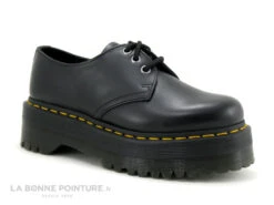 Dr. Martens Dr Martens 1461 QUAD Black Polished Smooth - 25567001 - Derbi Plateforme