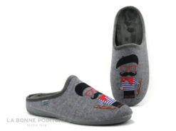 Maison Espadrille 6743-3 Gris - Bonhomme Moustachu Et Baguette