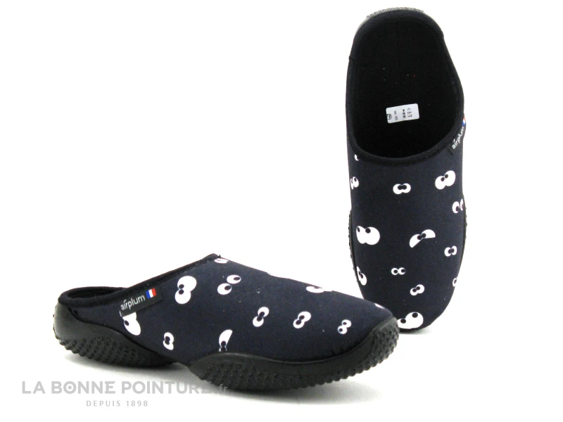 Airplum BELOEIL Noir - Yeux - Pantoufle Mule Femme - Semelle Souple 3 Airplum BELOEIL Noir - Yeux - Pantoufle Mule Femme - Semelle Souple