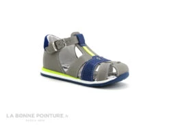 Bopy ZINO Gris - Bleu - Nu-pieds BEBE GARCON