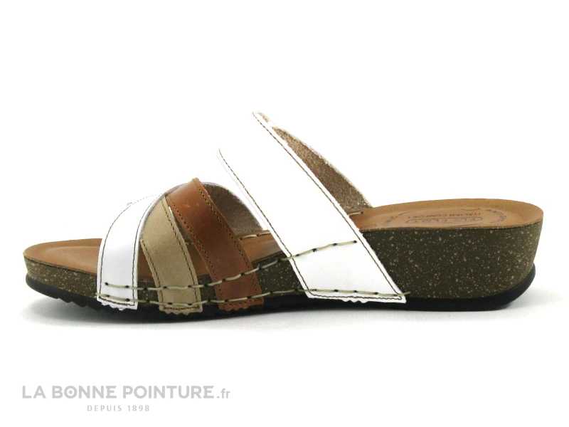 Fly Flot FLAMINGO Blanc Marron Beige - Mule Talon Compense 4 Fly Flot FLAMINGO Blanc Marron Beige - Mule Talon Compense – Image 2