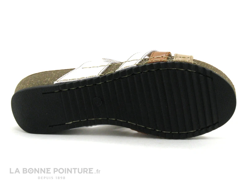 Fly Flot FLAMINGO Blanc Marron Beige - Mule Talon Compense 6 Fly Flot FLAMINGO Blanc Marron Beige - Mule Talon Compense – Image 4