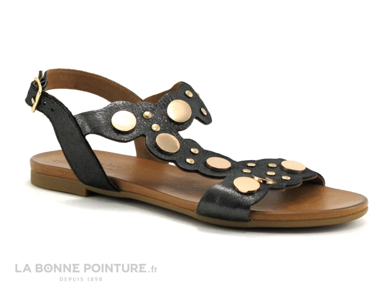 Com Un Point SHETRI Noir - Cercles Dores - Sandale Plate 7 Com Un Point SHETRI Noir - Cercles Dores - Sandale Plate – Image 5
