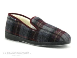 Airplum POLAINE Bordeaux Gris - Chausson Homme Fourre Laine