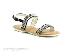 Wipop YBER Noir Blanc Argent - Sandale Fille