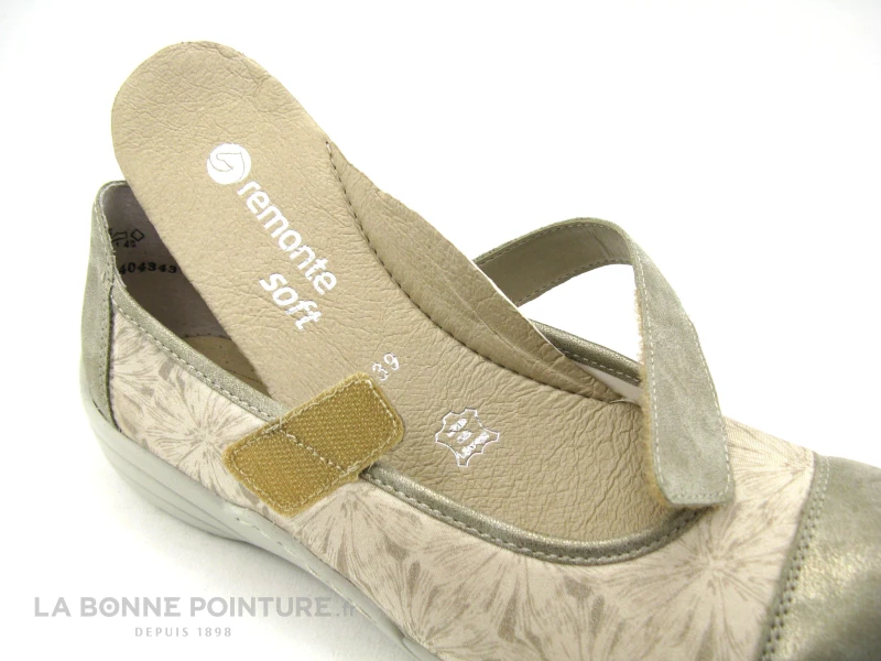 Remonte R7627-93 - Ballerine Beige Et Fleurie Avec Bride Velcro 7 Remonte R7627-93 - Ballerine Beige Et Fleurie Avec Bride Velcro – Image 5