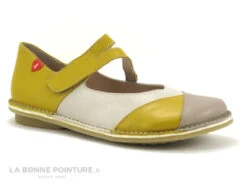 Alce 9068 Yellow Pana - Ballerine Femme Cuir Jaune Et Beige