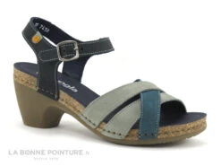 Nouveaux produits 13 Jungla 7459 - Forest Jade - Nu-pieds Femme Cuir Bleu Et Vert - Petit Talon