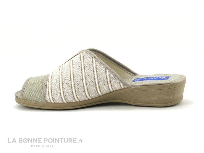 Zels 9294 Tabacco - Pantoufle Mule Beige - Argent - Rayures 4 Zels 9294 Tabacco - Pantoufle Mule Beige - Argent - Rayures – Image 2